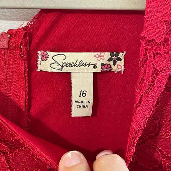 Speechless Girls Red Sleeveless Hi-Low Fit & Flare Dress Size 16 - Picture 9 of 13